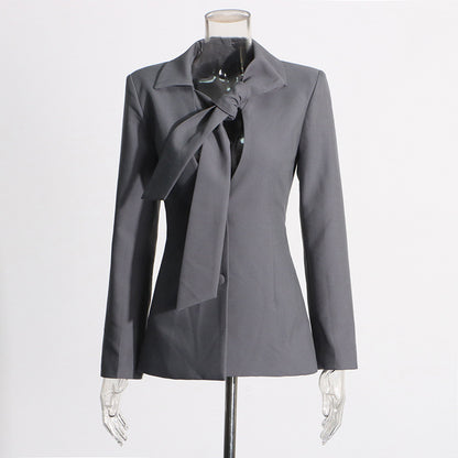 Einreihiger Blazer mit V-Ausschnitt und Schnürung für Damen