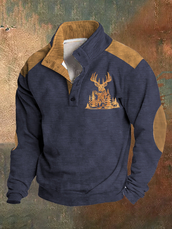 Herren Pullover mit 3D-Digitaldruck – Vier-Knopf-Design