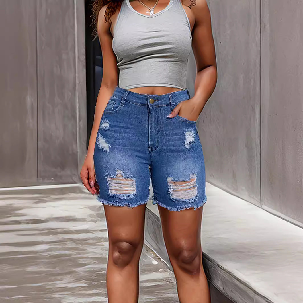 Denim-Shorts mit Löchern für Damen