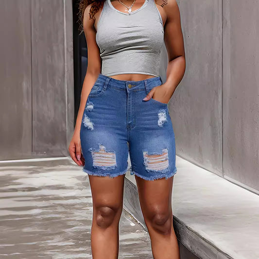 Denim-Shorts mit Löchern für Damen