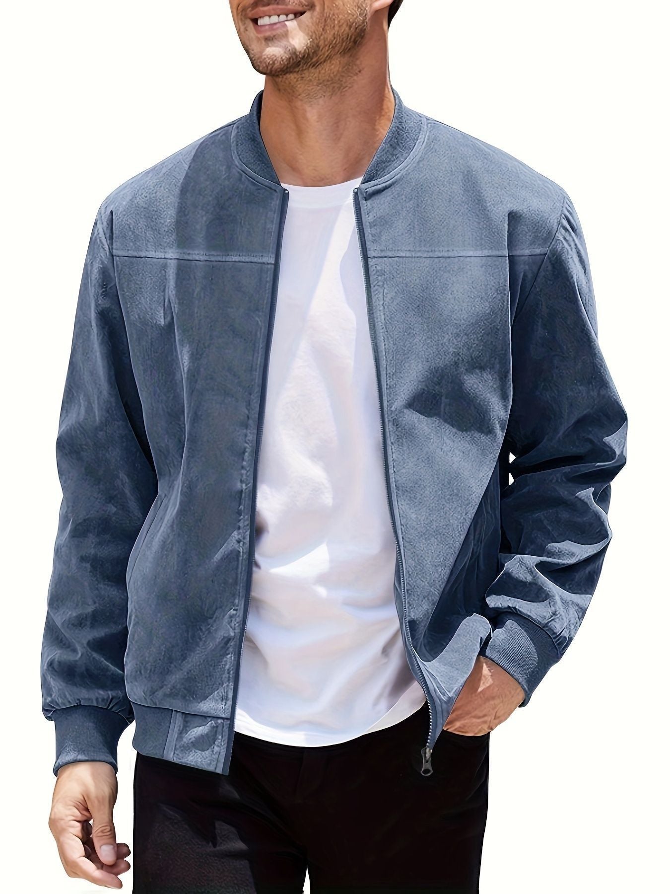 Herren Freizeitjacke aus Wildlederimitat – Große Größen mit Reißverschluss