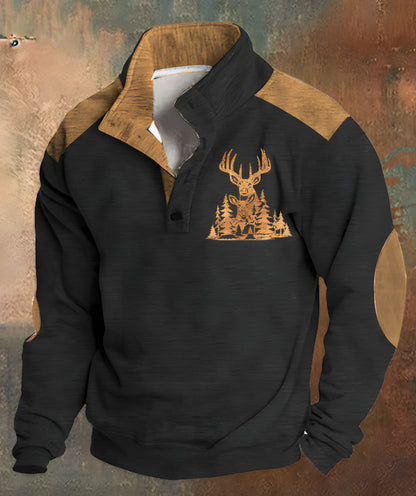 Herren Pullover mit 3D-Digitaldruck – Vier-Knopf-Design
