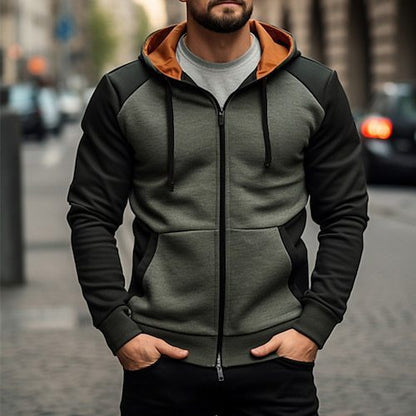 Herren Kapuzenjacke mit Reißverschluss – Polyester, Lockerer Schnitt