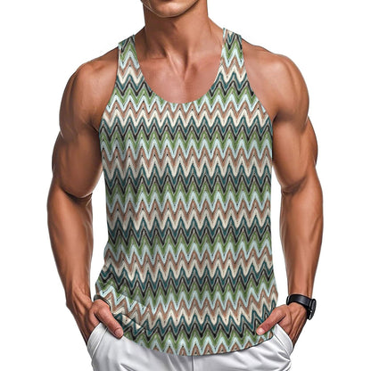 Ärmelloses Herren-Sommeroberteil im Retro-Stil mit Wellenstreifen