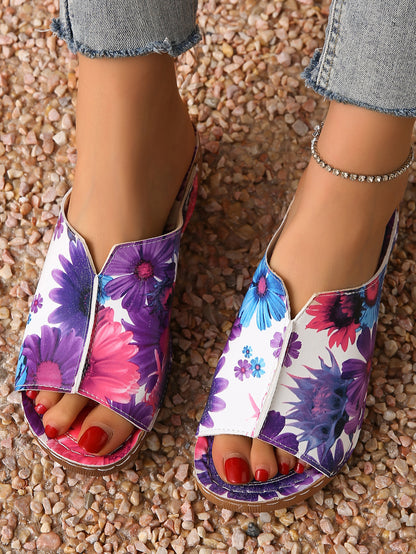 Peep Toe Wedge Fashion Einfache Slip-on Fashion Sandaletten Hausschuhe