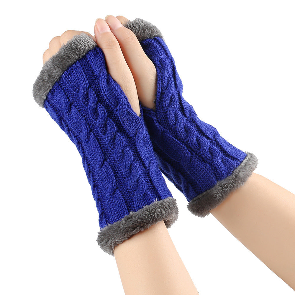 Winter Plüsch Handschuhe Twist Gestrickte Fingerlose Fleece Handschuhe Frauen Warme Verdickte Wollhandschuhe