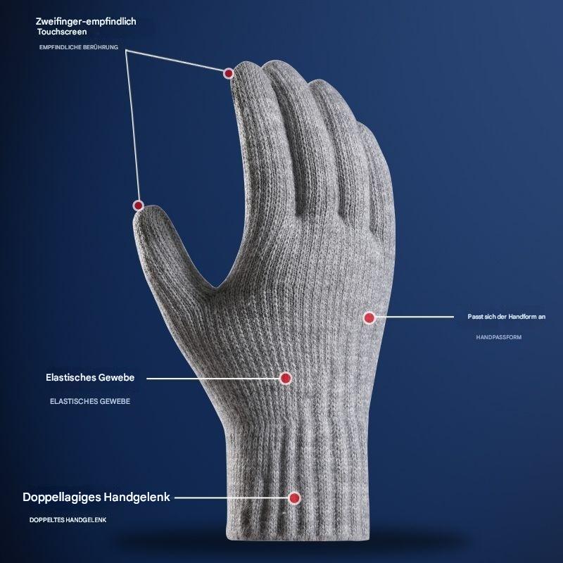 Winter-Fleece-gefütterte, gepolsterte, warmhaltende Strickhandschuhe für Damen