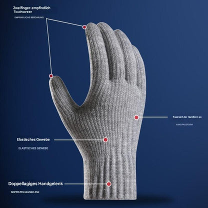 Winter-Fleece-gefütterte, gepolsterte, warmhaltende Strickhandschuhe für Damen