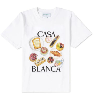 Locker geschnittenes T-Shirt mit Hamburger-Aufdruck – Kurzarm-Shirt aus Leinen