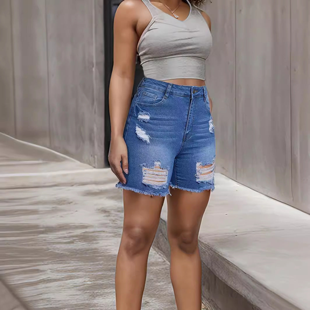 Denim-Shorts mit Löchern für Damen