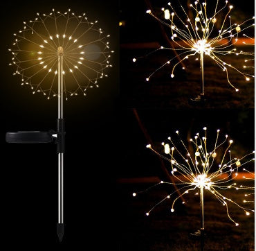 Neue Erdungsstecker Solar Feuerwerk Licht LED Lichterkette Kupferdraht Outdoor Garten Dekoration Sterne Lichter Weihnachtsbeleuchtung
