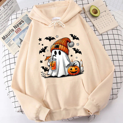 Halloween Geist Kürbis Fledermaus Hoodies Für Frauen Mode Mit Kapuze