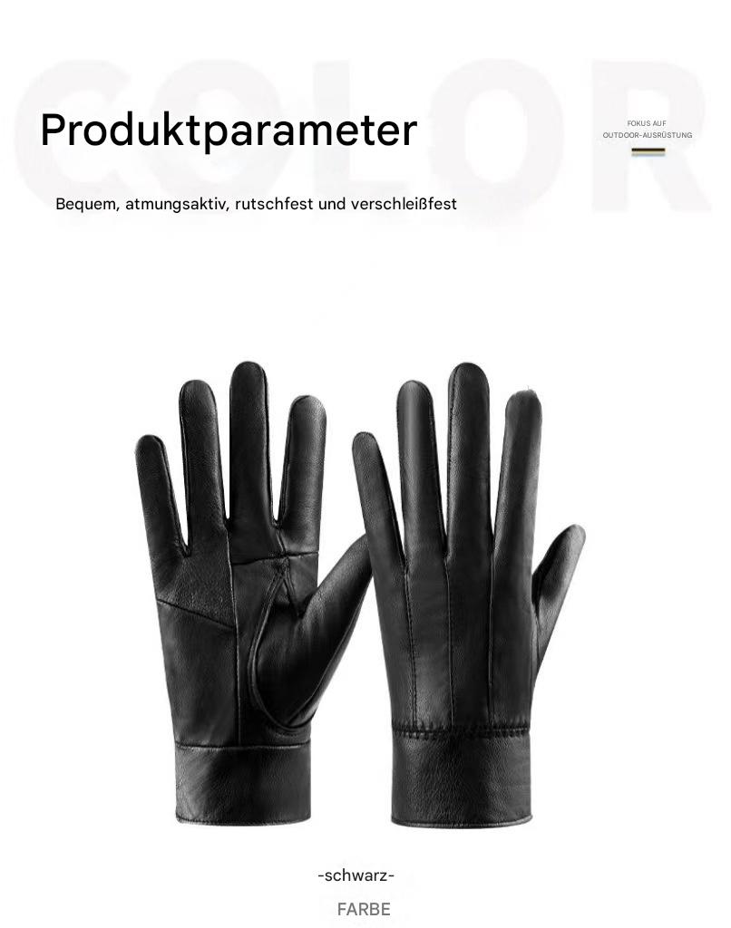 Echte Lederhandschuhe für Männer und Frauen, mit Fleece gefüttert, gepolstert, warmhaltende Schaffellhandschuhe