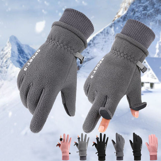 Outdoor-Skihandschuhe, Winter-Polarfleece-Klapphandschuhe, Winterhandschuhe für Männer und Frauen sowie samtverdickte, warme Touchscreen-Handschuhe
