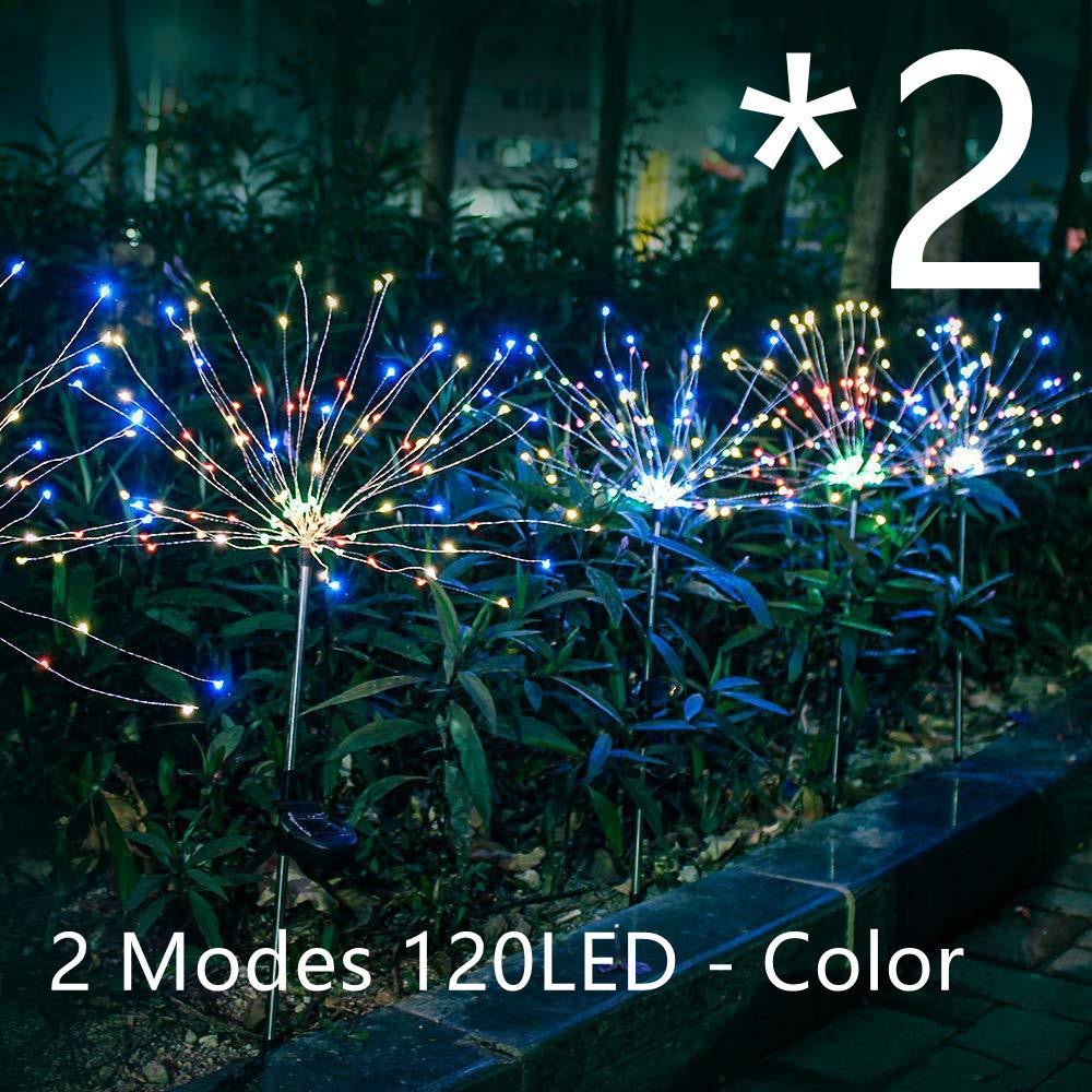 Neue Erdungsstecker Solar Feuerwerk Licht LED Lichterkette Kupferdraht Outdoor Garten Dekoration Sterne Lichter Weihnachtsbeleuchtung