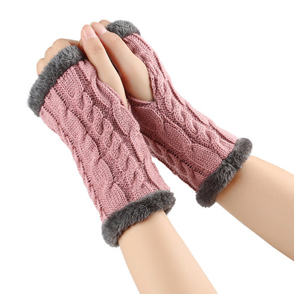 Winter Plüsch Handschuhe Twist Gestrickte Fingerlose Fleece Handschuhe Frauen Warme Verdickte Wollhandschuhe