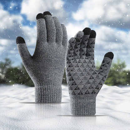 Winter-Strickhandschuhe für Männer und Frauen, warm, zum Radfahren, kältebeständig, rutschfest, dreieckig, versetzt, warme Handschuhe