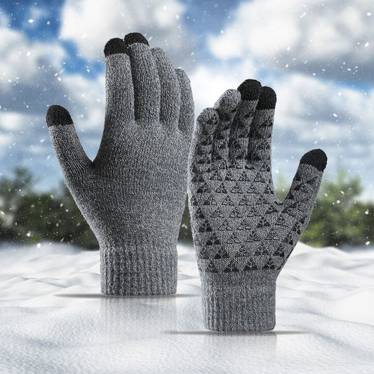 Winter-Strickhandschuhe für Männer und Frauen, warm, zum Radfahren, kältebeständig, rutschfest, dreieckig, versetzt, warme Handschuhe