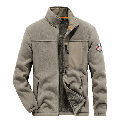 Herren Outdoor-Fleecejacke – Freizeit-Cardigan mit Reißverschlusstaschen