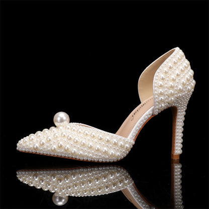 Damen Niedrig geschnittene spitze Stilettos mit Perlen-Brautschuhen