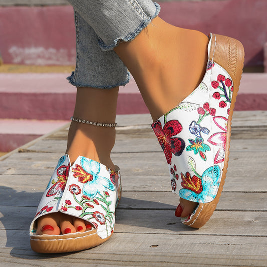 Peep Toe Wedge Fashion Einfache Slip-on Fashion Sandaletten Hausschuhe