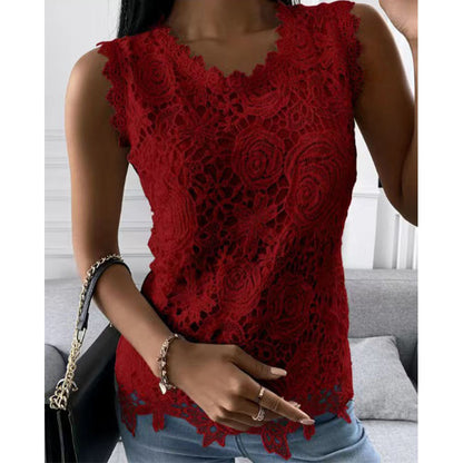 Blumen Spitzenweste für Damen Tops S-5XL