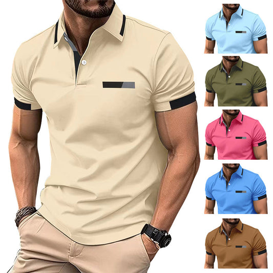 Herren Polo T-Shirt mit Zierbrusttasche – Sommerliches Kurzarmshirt mit Knopfleiste (1+1 Gratis)