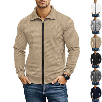 Herren Waffelstrick-Jacke mit Reverskragen – Casual Look für alle Jahreszeiten