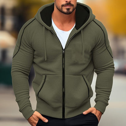 Herren Kapuzenjacke mit Reißverschluss – Polyester, Lockerer Schnitt