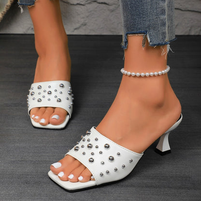 Hausschuhe Plus Size Nieten Offene Zehen Stilettos