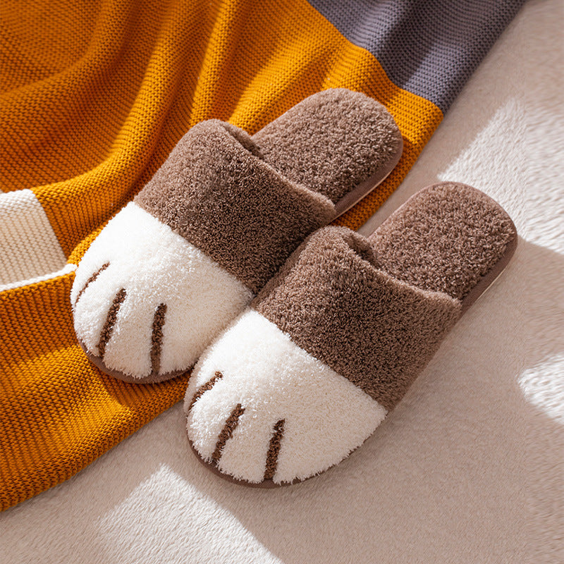 Pfoten-Hausschuhe, Herbst-Winter-Hausschuhe, Damen, Kawaii, pelzige Rutschen, Indoor-Boden, Schlafzimmerschuhe, Paar-Hausschuhe, warme Wohnungen