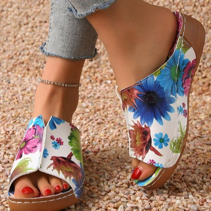 Peep Toe Wedge Fashion Einfache Slip-on Fashion Sandaletten Hausschuhe