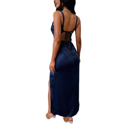 Elegantes Sling-Spitzen-Langkleid Kleid Damenbekleidung