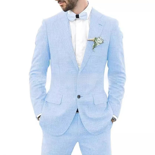 Herrenanzug Slim Fit – Leichter Anzug aus Leinenmischung für Hochzeit & Freizeit